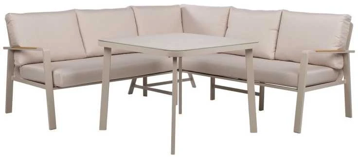 Home4You Lauko baldų komplektas UPLAND Stalas ir kampinė sofa Smėlio