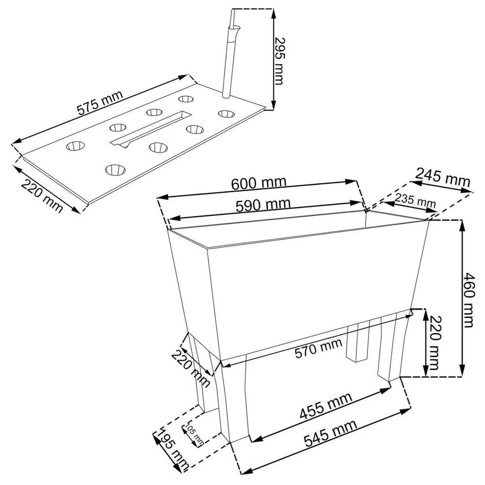 Prosperplast Lauko plastikinis vazonas RATO CASE HIGH, su kojelėmis, rudos sp., 60 x 25 x 46 cm
