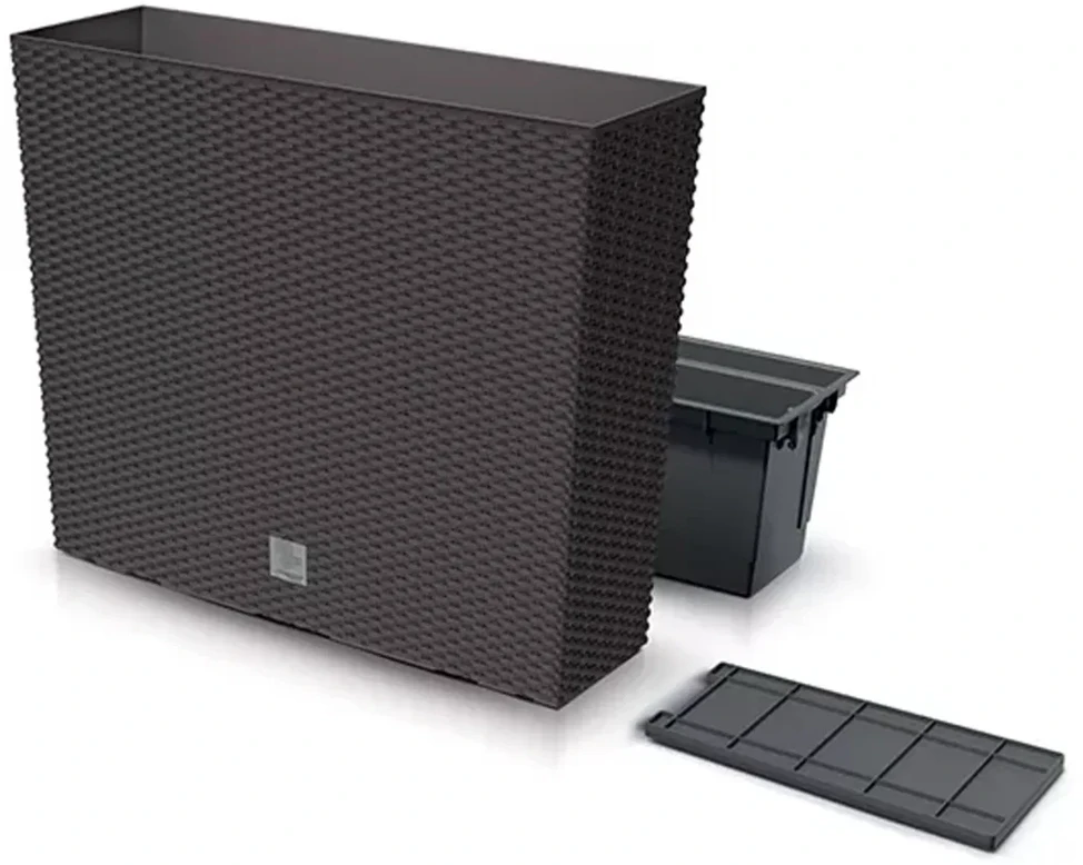 Prosperplast „Rato Case M“ stačiakampis gėlių vazonas su įdėklu, 77 cm, rudos spalvos (DRC800M-440U)