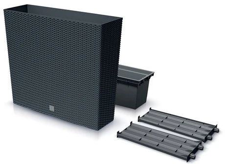 Prosperplast Lauko plastikinis vazonas RATO CASE T, su įdėklu, antracito sp., 24 x 77 x 69 cm