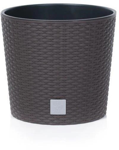 Prosperplast Lauko plastikinis vazonas RATO ROUND, su įdėklu, pilkos sp., 30 x 30 x 27 cm