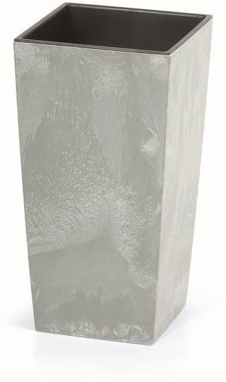 Prosperplast Lauko plastikinis vazonas URBI SQUARE, su įdėklu, baltos sp., 33 x 33 x 61 cm