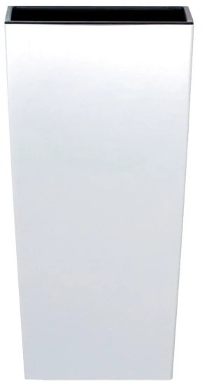 Prosperplast Lauko plastikinis vazonas URBI SQUARE, su įdėklu, baltos sp., 33 x 33 x 61 cm
