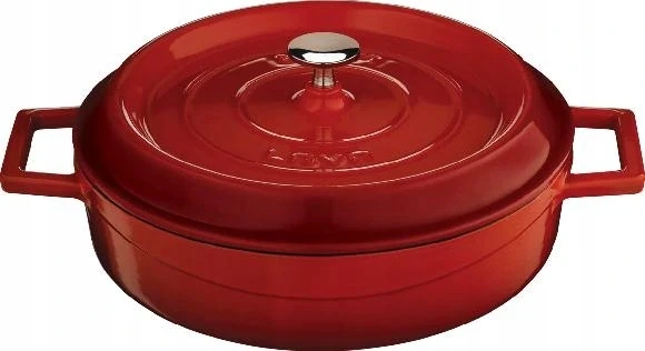 LAVA METAL Žemas apvalus ketaus puodas 24cm - raudonas