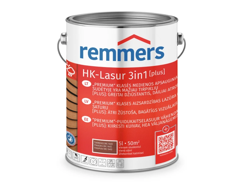 Lazūriniai dažai Remmers HK-Lasur 3in1 [plus] Tikmedis RC-545 5 l