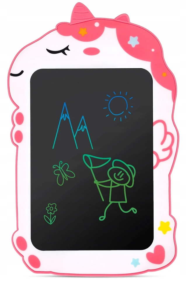 LCD grafinė piešimo planšetė vaikams su rašikliu, užrašų lenta, 8,5 colio, Vienaragis, daugiaspalvė, rožinė, Sun Baby
