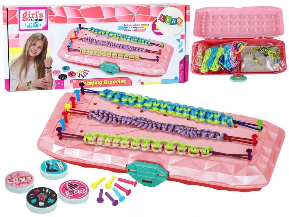 Lean Toys Apyrankių kūrimo rinkinys su rožine dėžute