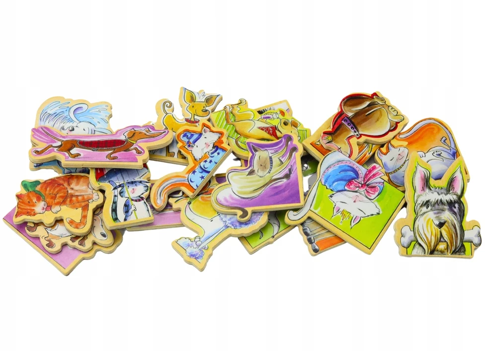Lean Toys Medinių Magnetų Rinkinys su Spalvingais Gyvūnais, 20 vnt.