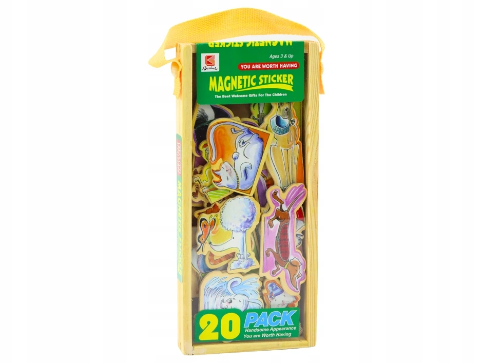 Lean Toys Medinių Magnetų Rinkinys su Spalvingais Gyvūnais, 20 vnt.