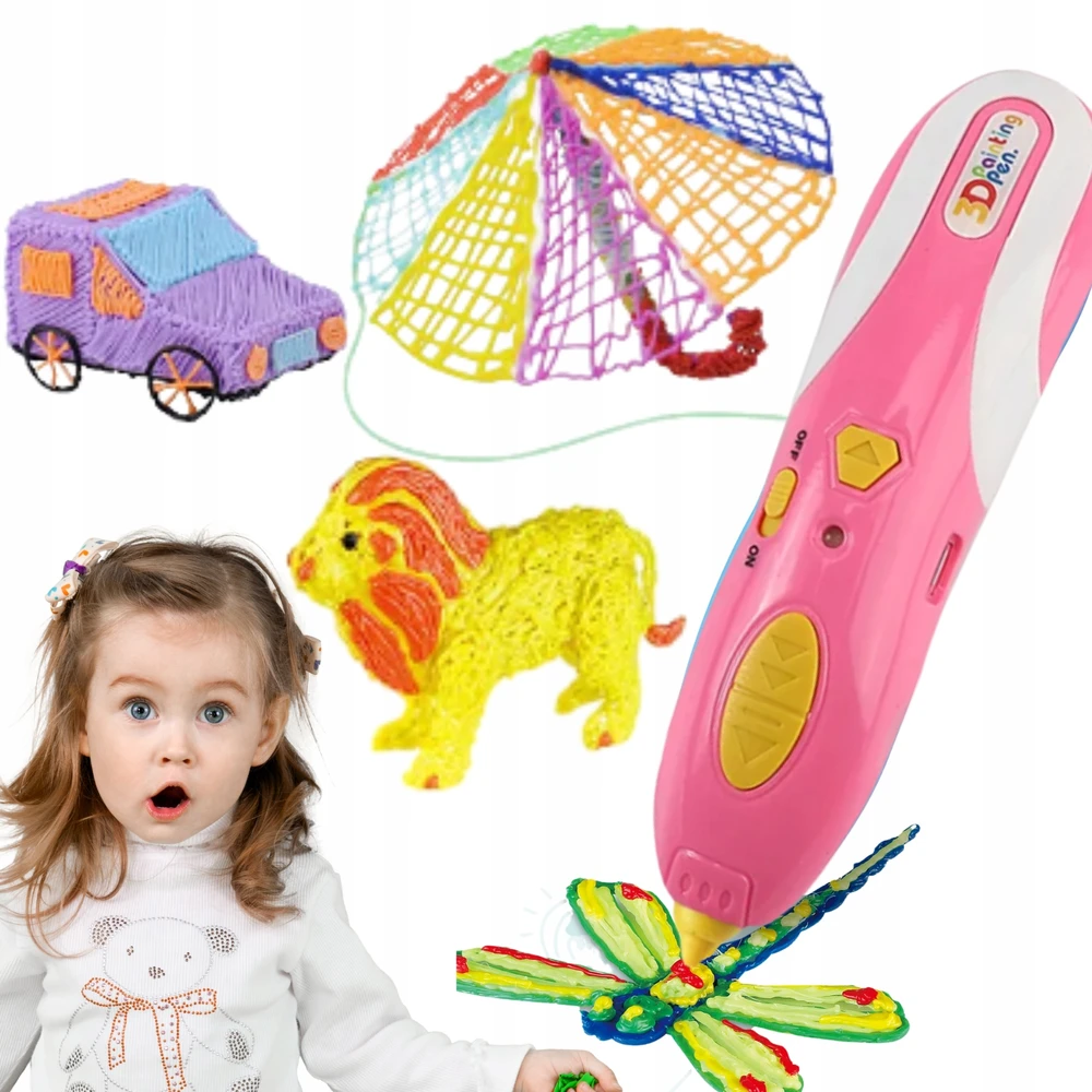 Lean Toys CREATIVE 3D PEN Vaikams 3D Spausdintuvo rašiklio rinkinys ir PLA KASETĖS 3 viename
