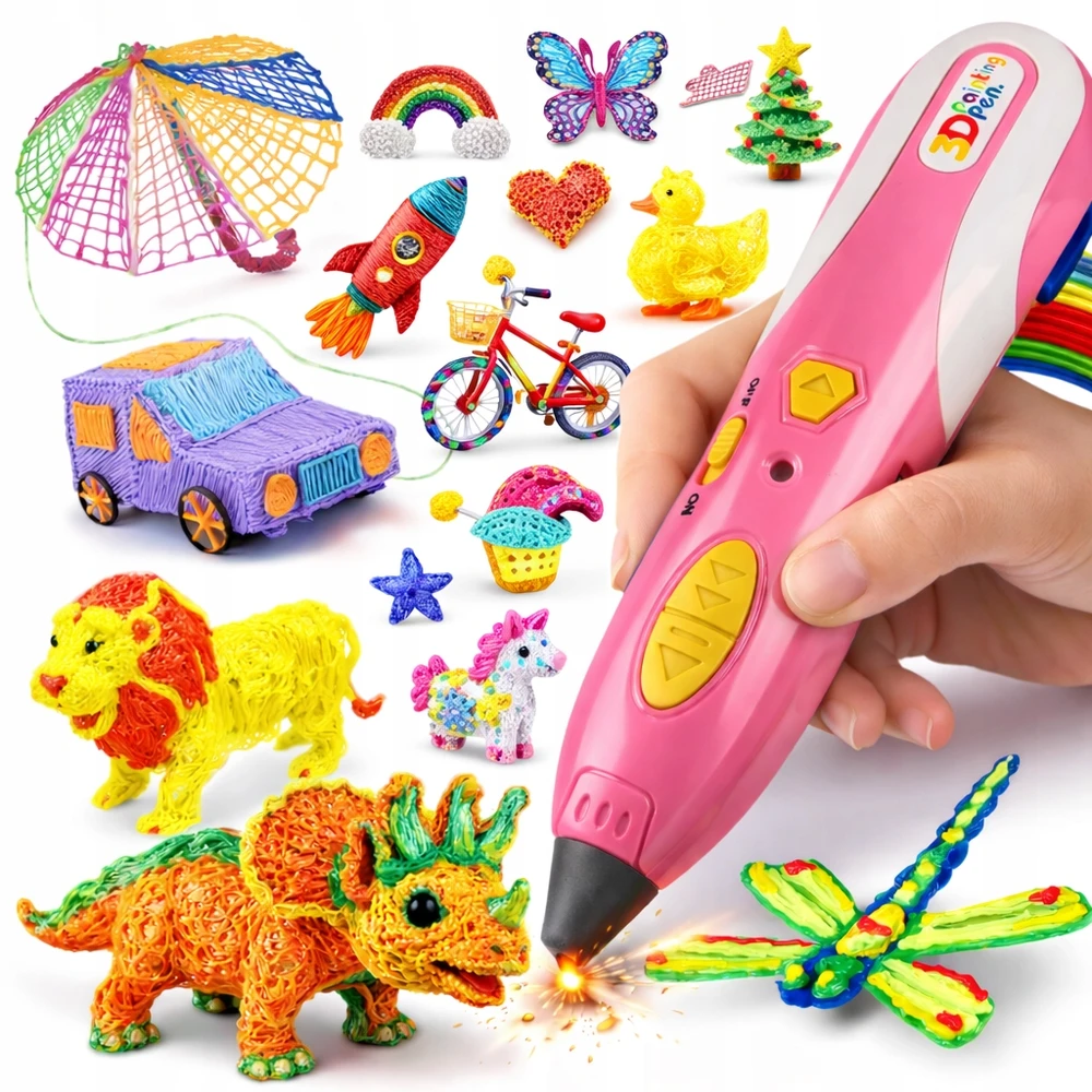 Lean Toys CREATIVE 3D PEN Vaikams 3D Spausdintuvo rašiklio rinkinys ir PLA KASETĖS 3 viename