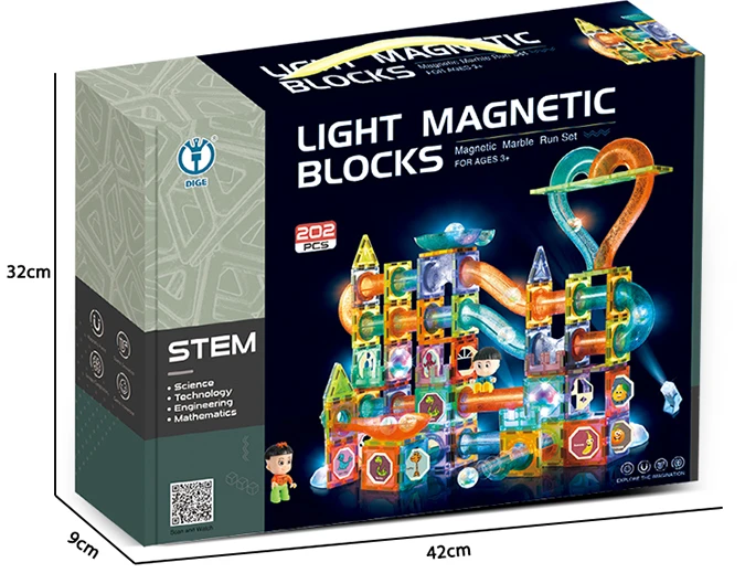 Lean Toys Kamuoliukų trasa su magnetiniais blokeliais, 202 detalės