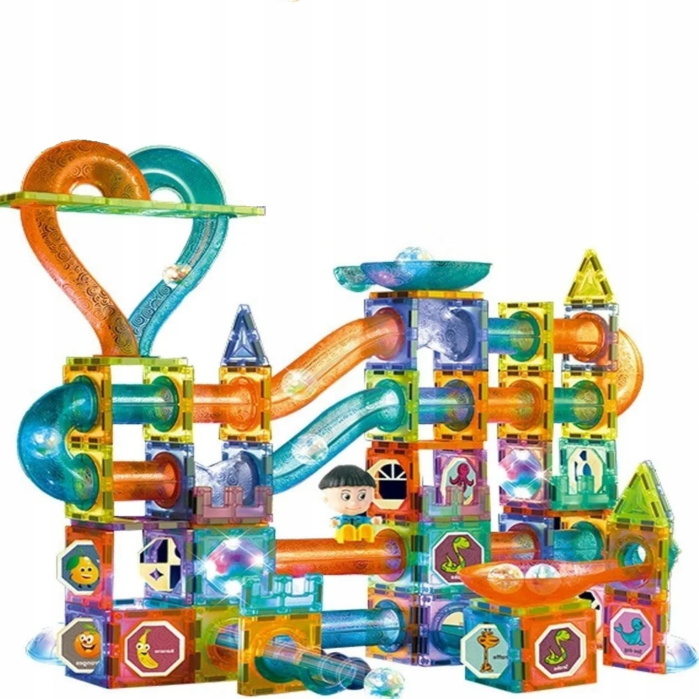 Lean Toys Kamuoliukų trasa su magnetiniais blokeliais, 202 detalės