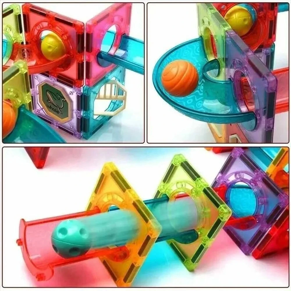 Lean Toys Kamuoliukų trasa su magnetiniais blokeliais, 202 detalės