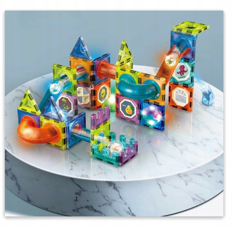 Lean Toys Kamuoliukų trasa su magnetiniais blokeliais, 202 detalės