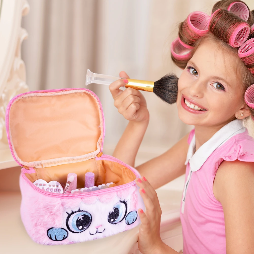 Lean Toys Grožio rinkinys su pliušine kosmetine ir katės motyvu