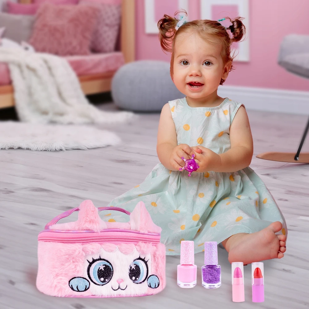 Lean Toys Grožio rinkinys su pliušine kosmetine ir katės motyvu