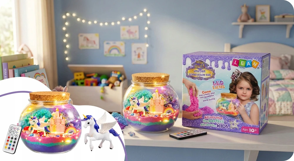 Lean Toys Vienaragio terariumo rinkinys su LED lempa ir nuotolinio valdymo pultu