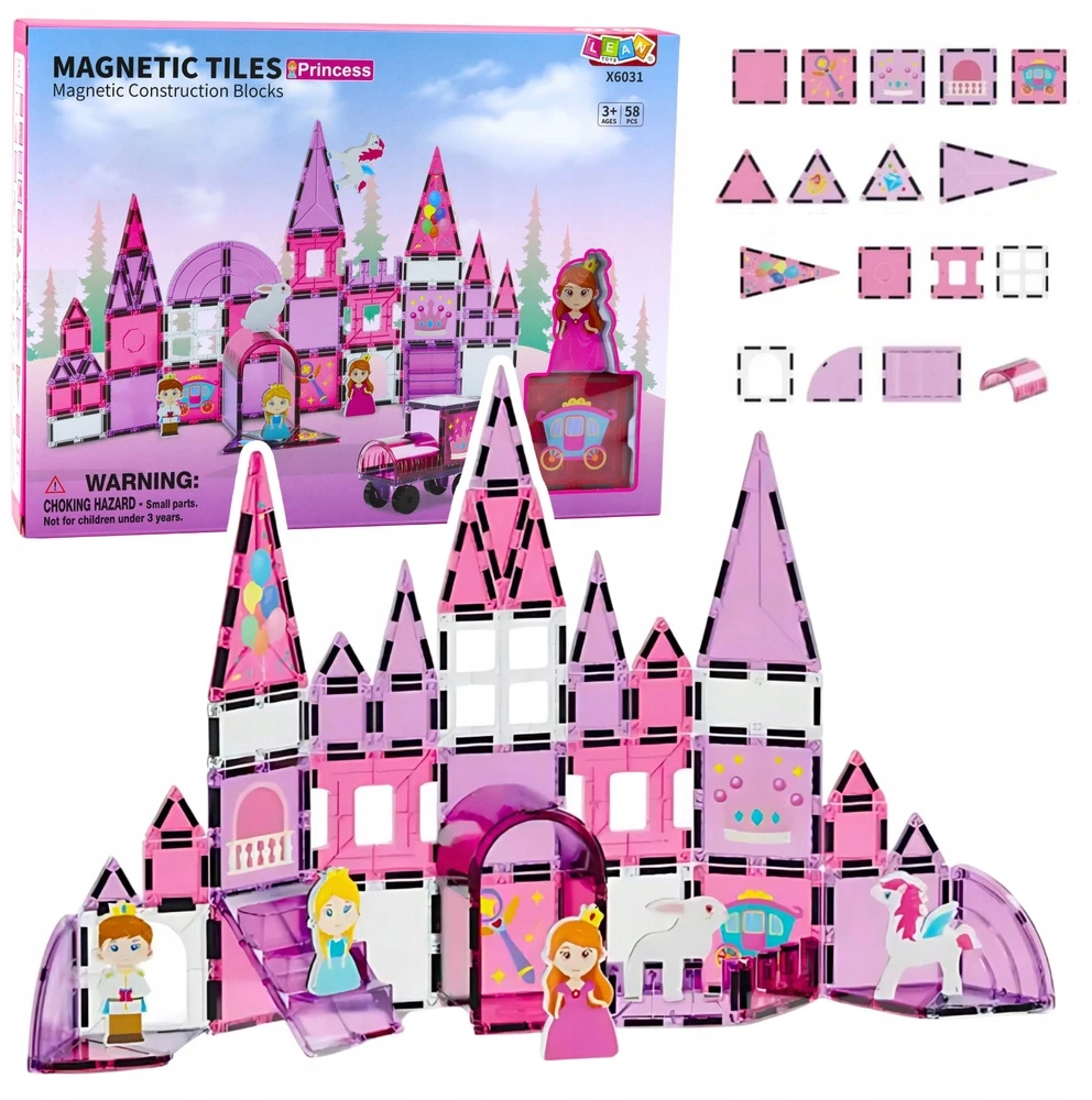 Lean Toys Magnetinis konstruktorius mergaitėms, 58 vnt.