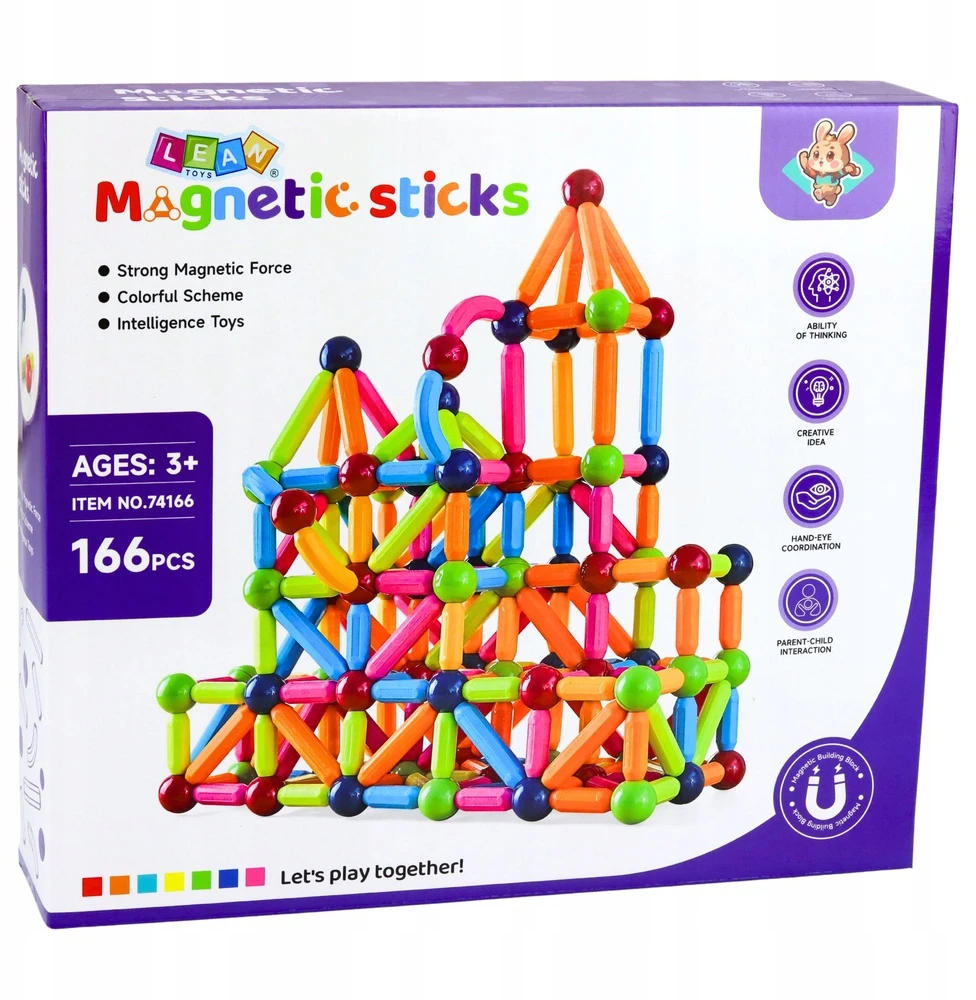 Lean Toys Magnetinis konstruktorių rinkinys 166 vnt.