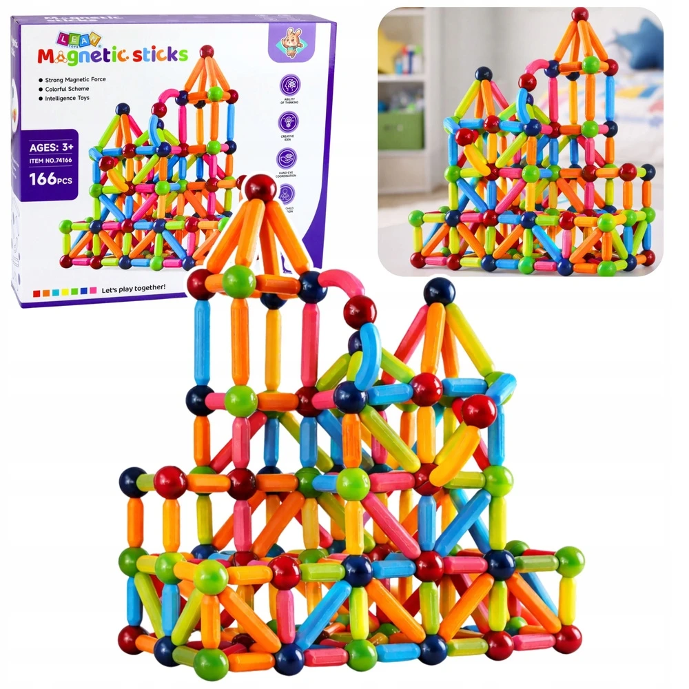 Lean Toys Magnetinis konstruktorių rinkinys 166 vnt.
