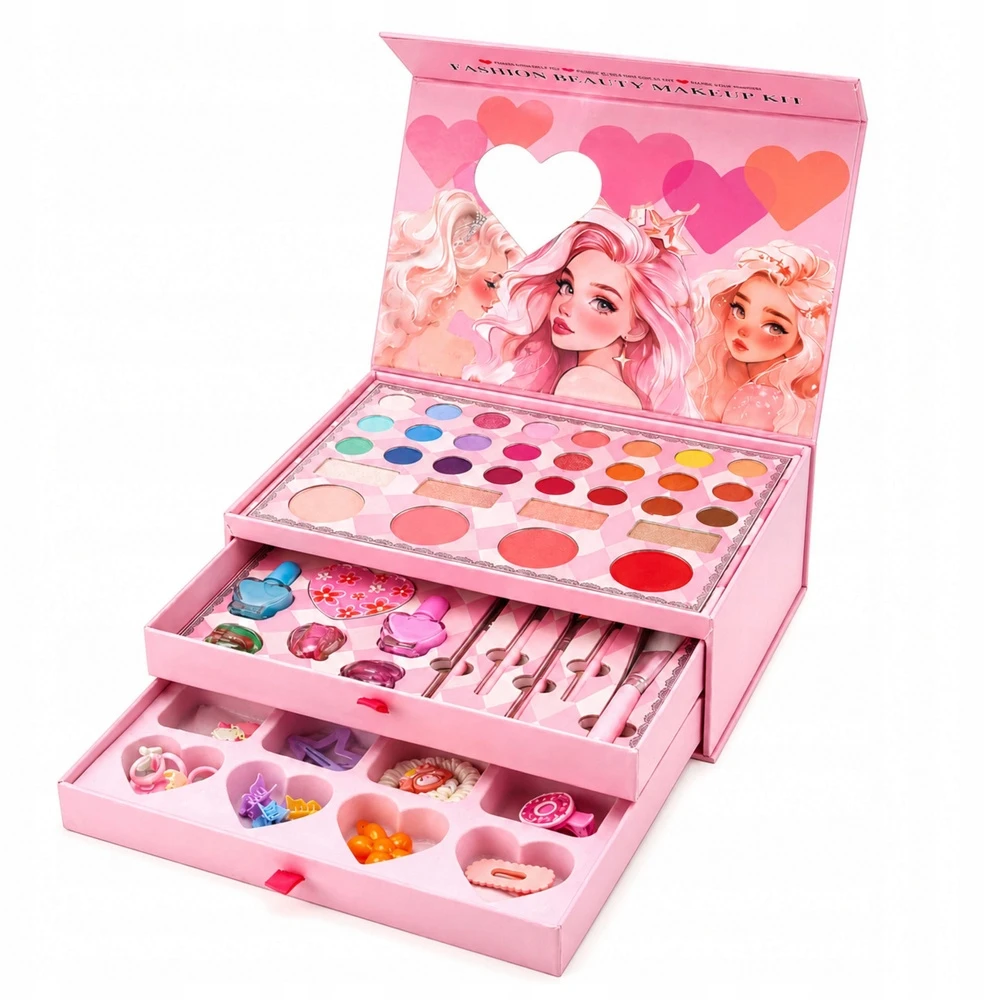Lean Toys Makiažo rinkinys rožinė dėžutė