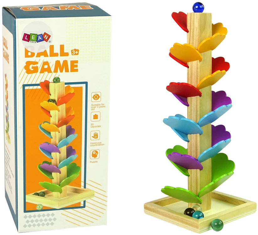 Lean Toys Medinė trasa žaidimas su medžiu