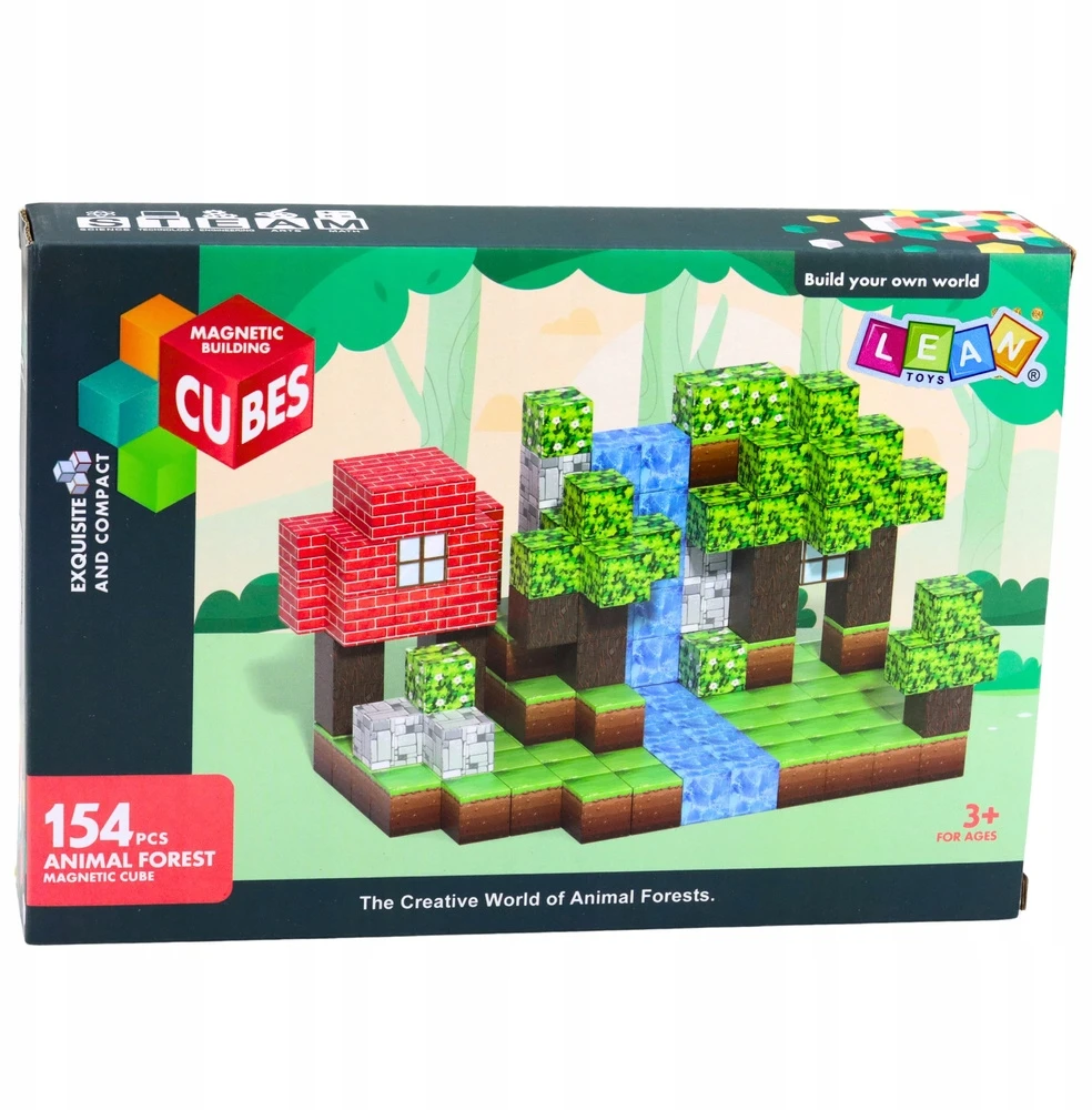 Lean Toys Magnetiniai kubeliai 154 vnt.