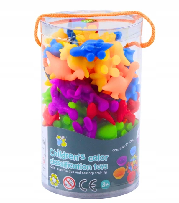 Lean Toys Edukacinis skaičiavimo ir spalvų rinkinys su dinozaurais 48 vnt.