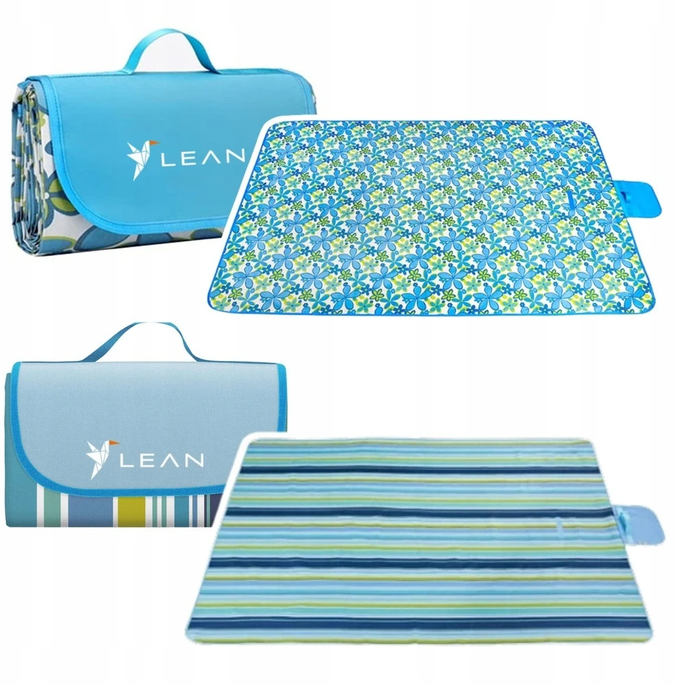 Lean Toys Pikniko paplūdimio pledas sulankstomas kempingo kilimėlis LEAN 150x200cm neperšlampami raštai