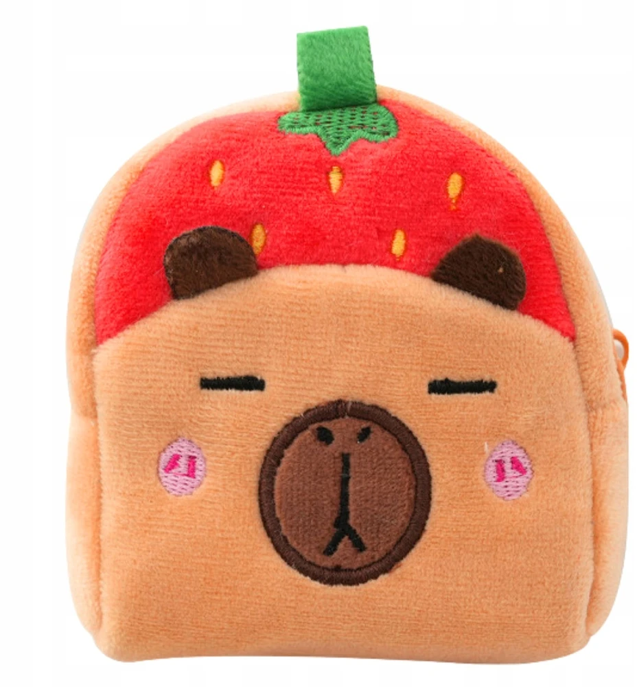 Lean Toys PLIUSINĖ PINIGINĖ PINIGINĖS RAKTŲ PAKABA CAPYBARA pakabukas braškių raudona