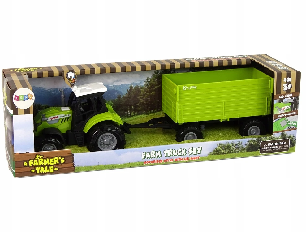 Lean Toys TRAKTORIUS SU PRIEKABA, nuimamas, atsidaro KAIP TIKRAS SKAMBAS žalias ūkis