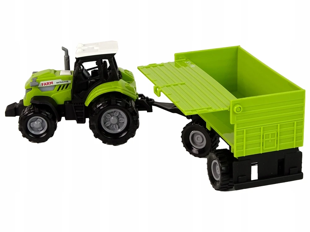 Lean Toys TRAKTORIUS SU PRIEKABA, nuimamas, atsidaro KAIP TIKRAS SKAMBAS žalias ūkis