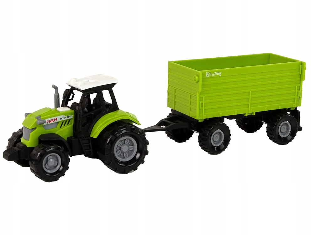 Lean Toys TRAKTORIUS SU PRIEKABA, nuimamas, atsidaro KAIP TIKRAS SKAMBAS žalias ūkis