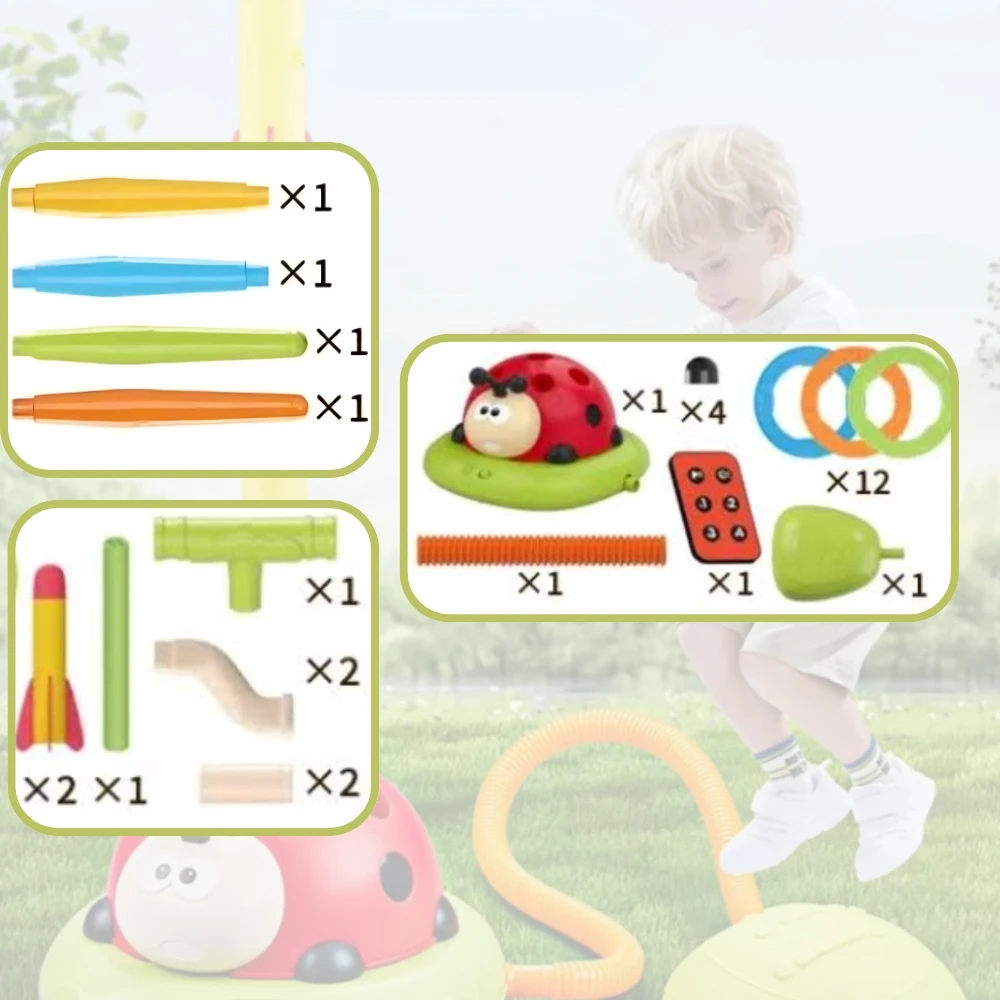Lean Toys Žaislas boružėlė 3in1 su šokdyne, Taikiniu ir Raketų Paleidimo Funkcija