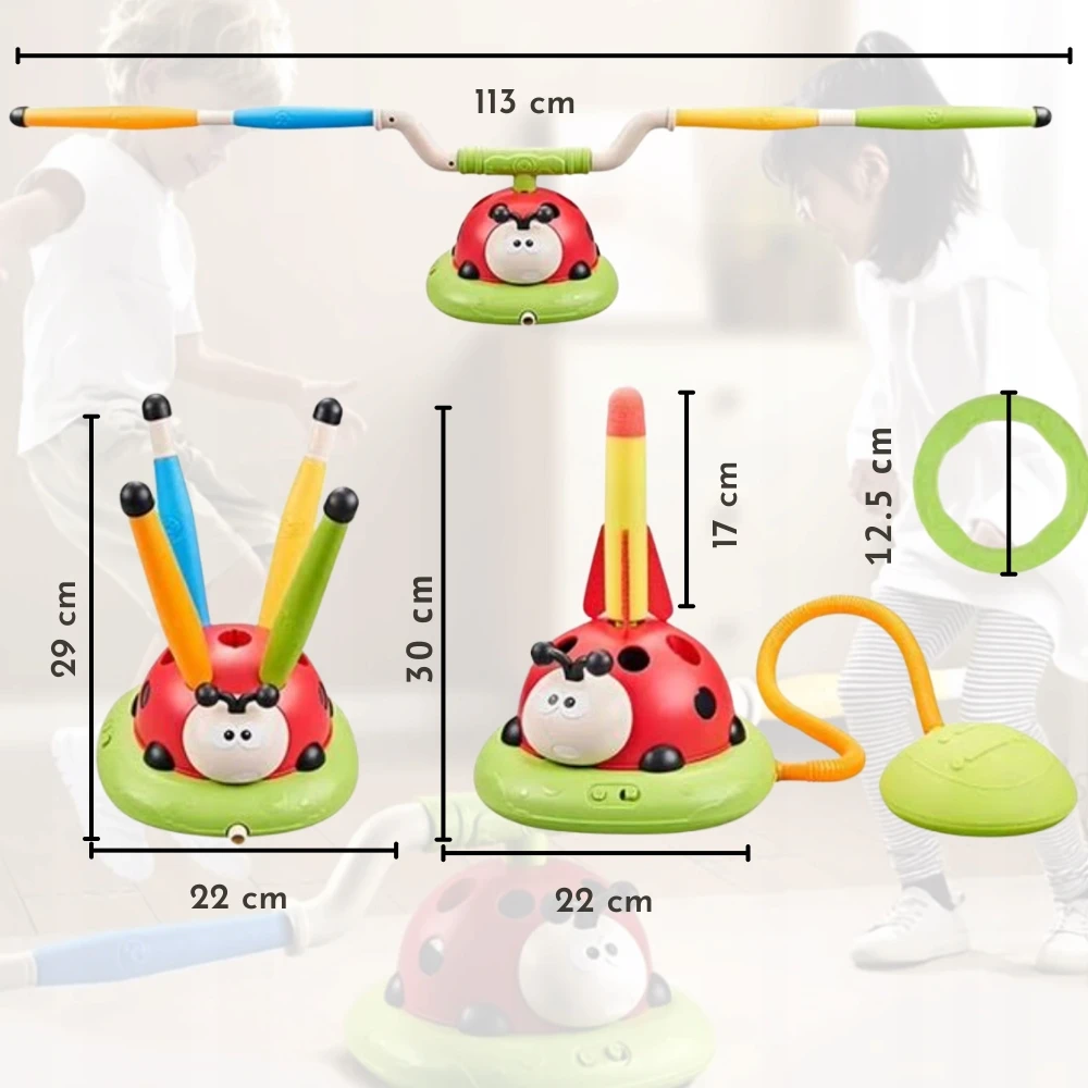Lean Toys Žaislas boružėlė 3in1 su šokdyne, Taikiniu ir Raketų Paleidimo Funkcija