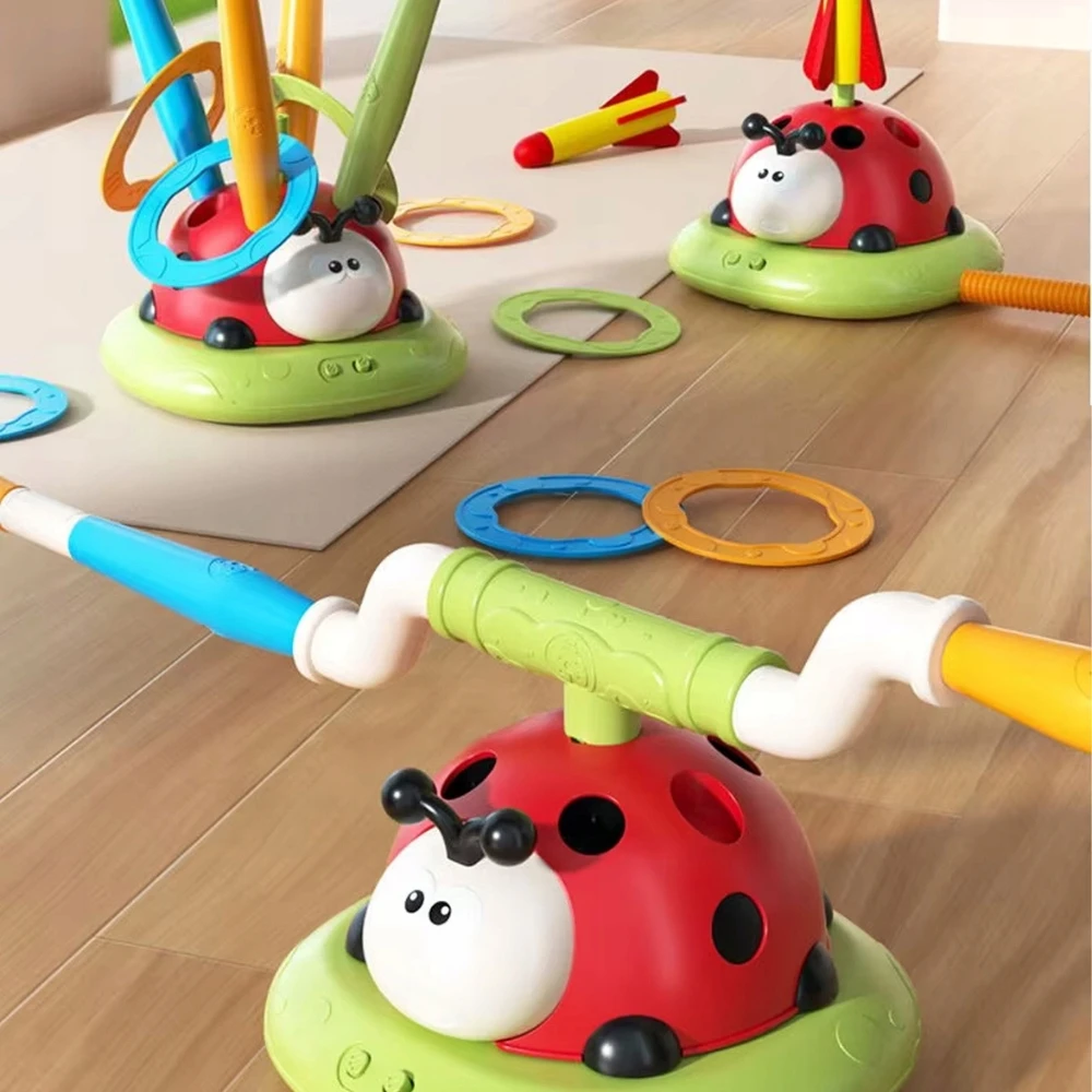 Lean Toys Žaislas boružėlė 3in1 su šokdyne, Taikiniu ir Raketų Paleidimo Funkcija