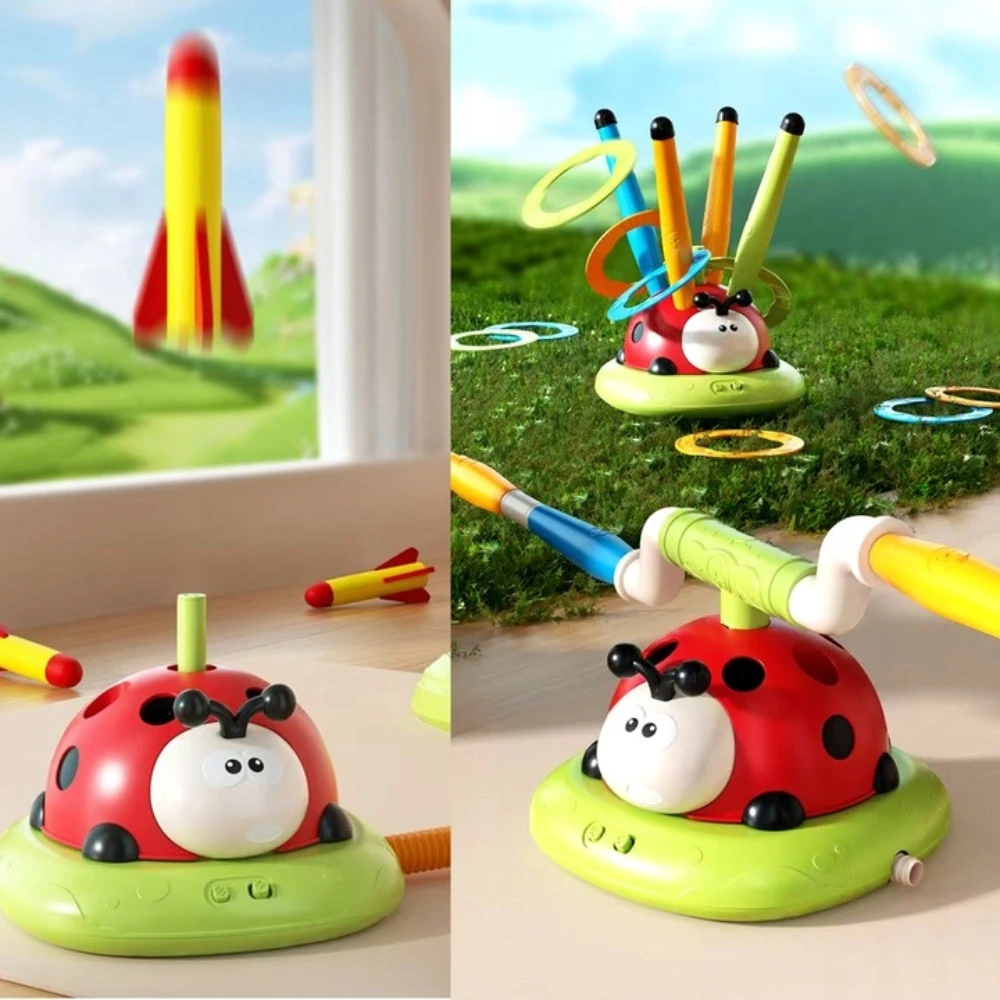 Lean Toys Žaislas boružėlė 3in1 su šokdyne, Taikiniu ir Raketų Paleidimo Funkcija