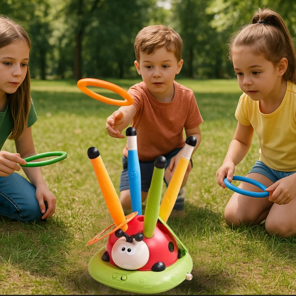 Lean Toys Žaislas boružėlė 3in1 su šokdyne, Taikiniu ir Raketų Paleidimo Funkcija