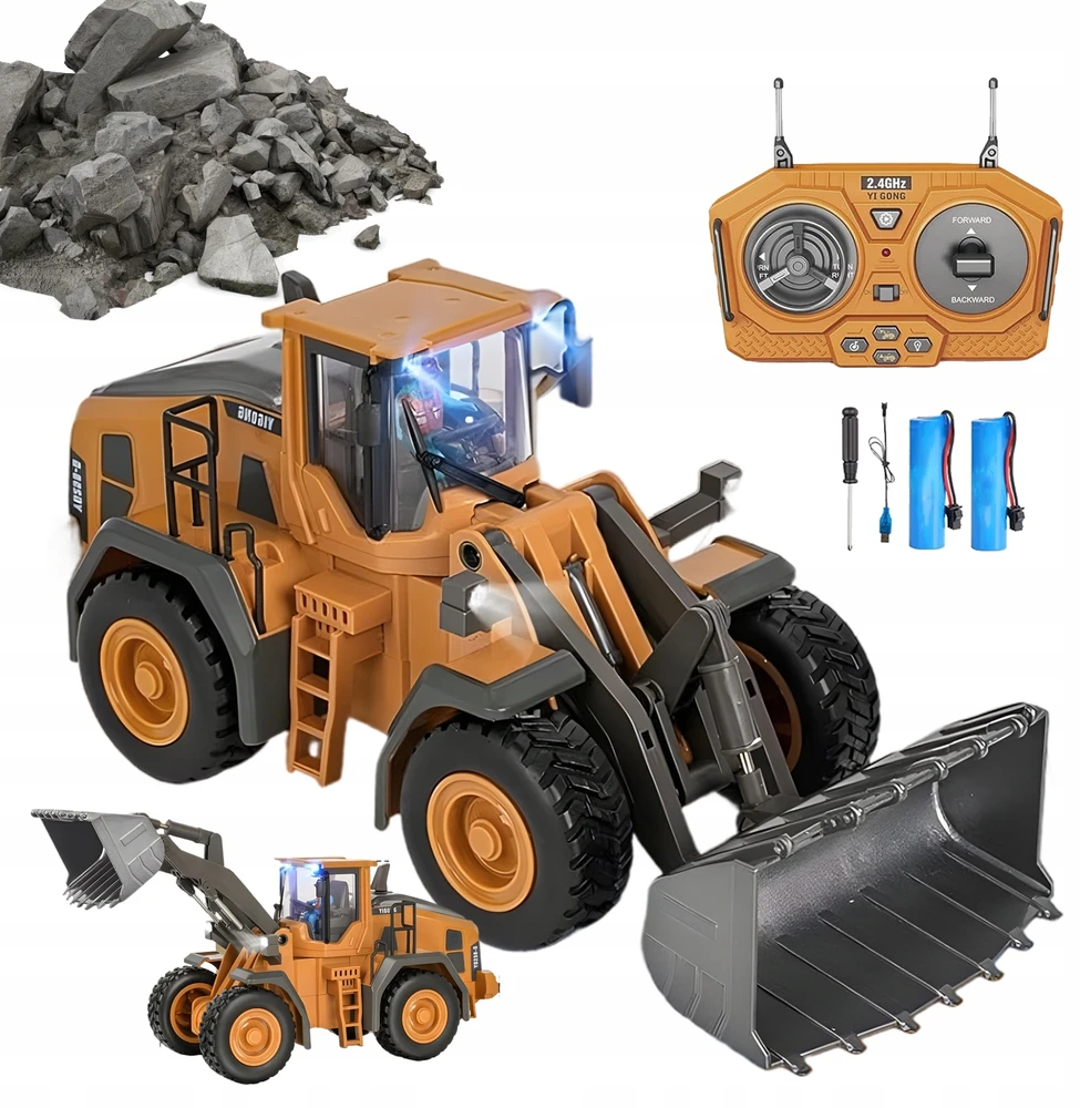 Lean Toys 2.4G nuotolinio valdymo buldozeris su judančiu kaušu