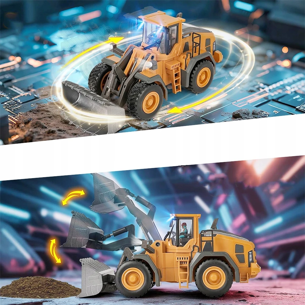 Lean Toys 2.4G nuotolinio valdymo buldozeris su judančiu kaušu