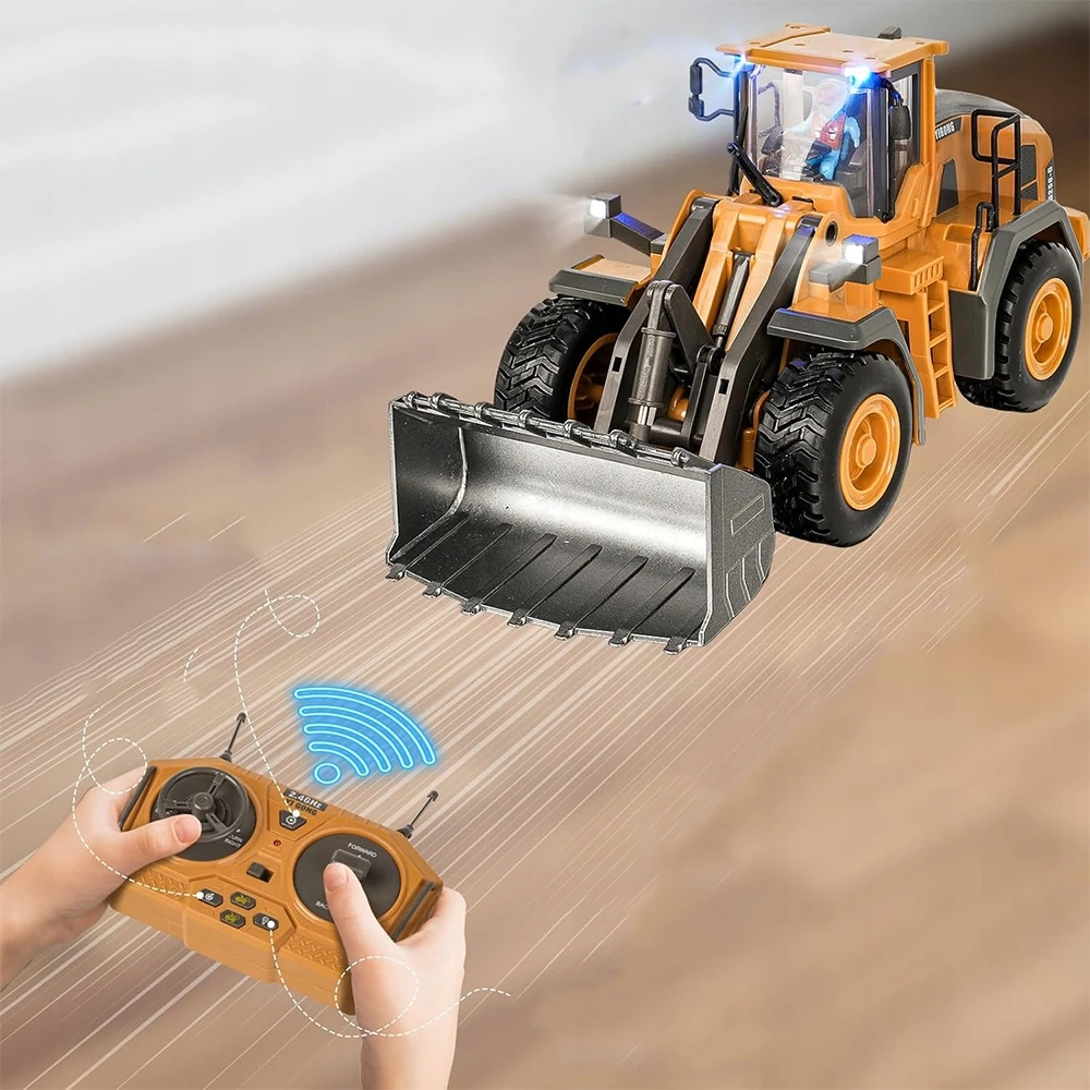 Lean Toys 2.4G nuotolinio valdymo buldozeris su judančiu kaušu