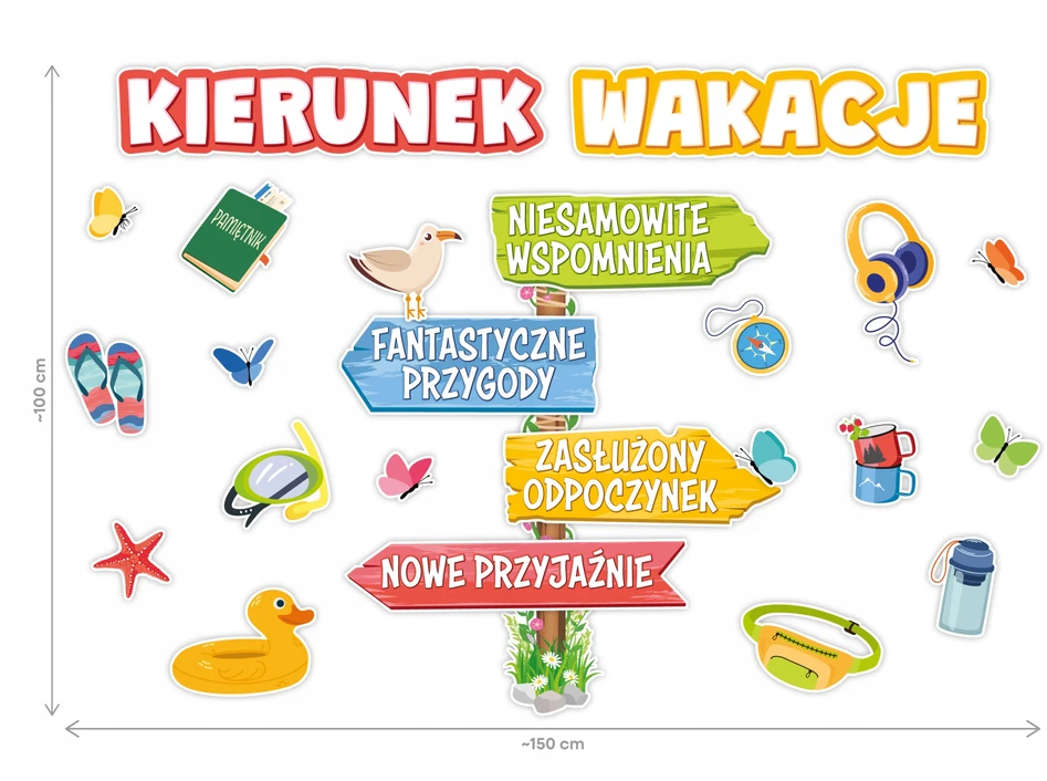 Learnhow DEKORACJA NA ZAKOŃCZENIE ROKU SZKOŁA - KIERUNEK WAKACJE DROGOWSKAZ (XXL)