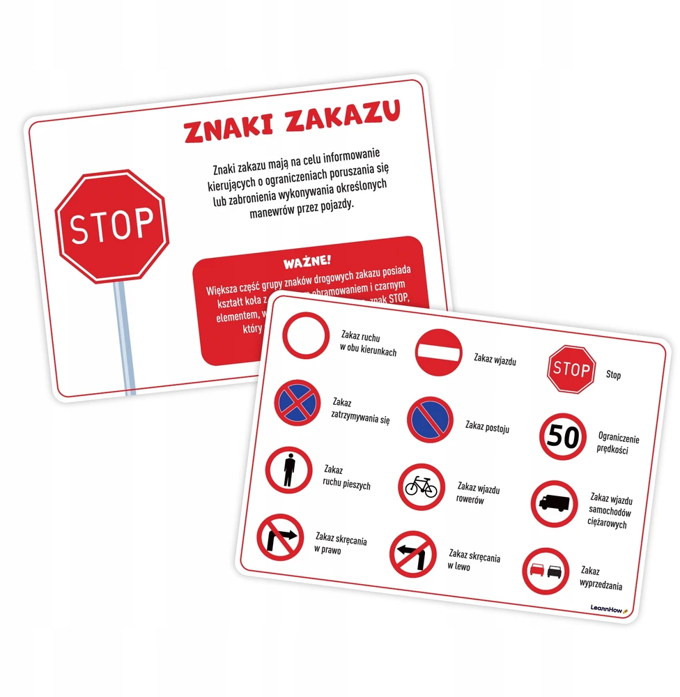 Learnhow Edukacinės lentos - kelio ženklai (a4, 8 vnt.)