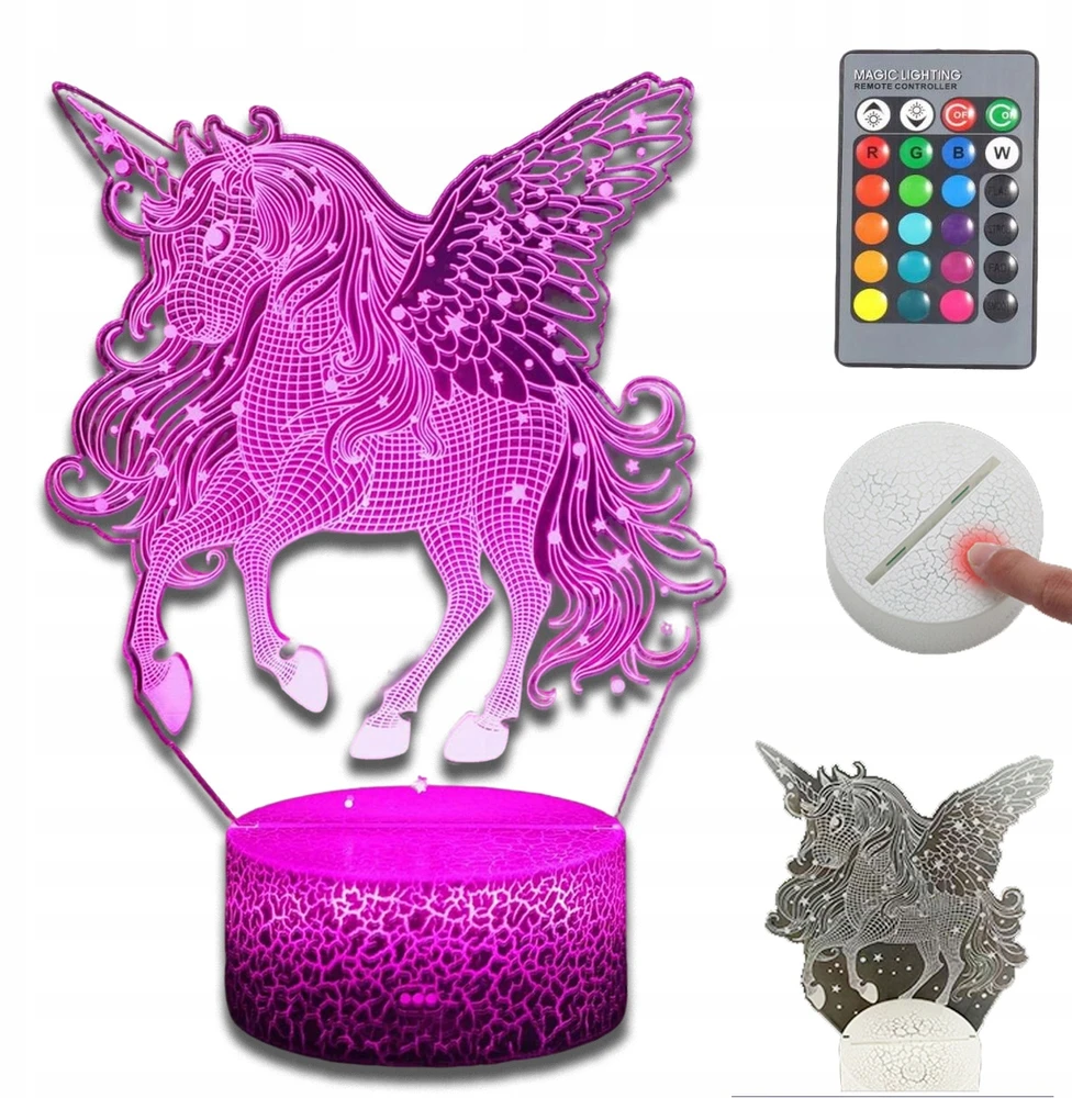 LED 3D vienaragis naktinė lempa mergaitėms Pultas