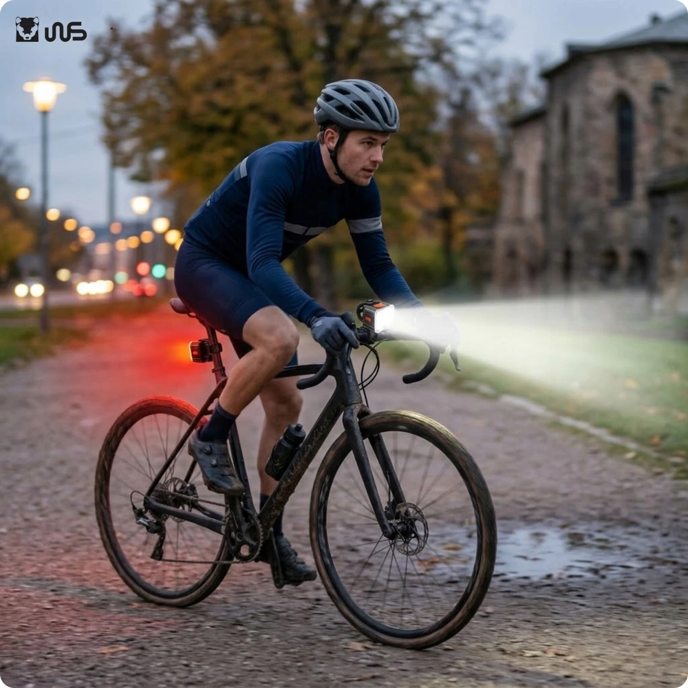 LED DVIRAČIO LIGHT USB C RINKINYS, skirtas priekyje ir gale, vandeniui atsparus priekinis galinis