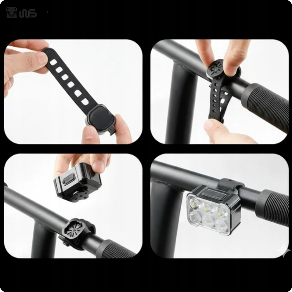 LED DVIRAČIO LIGHT USB C RINKINYS, skirtas priekyje ir gale, vandeniui atsparus priekinis galinis