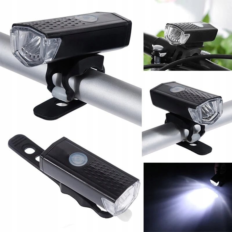 LED dviračio žibintai 2x USB priekinis galinis tvirtas vandeniui atsparus rinkinys 300lm CEree