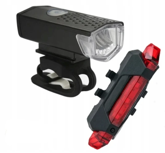 LED dviračio žibintai 2x USB priekinis galinis tvirtas vandeniui atsparus rinkinys 300lm CEree