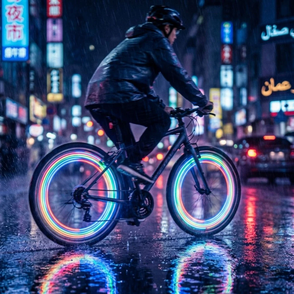 LED DVIRAČIO ŽIBINTAS, DVIRAČIO RATAS, APŠVIETIMAS NAKTĮ, Dviračiui 4x